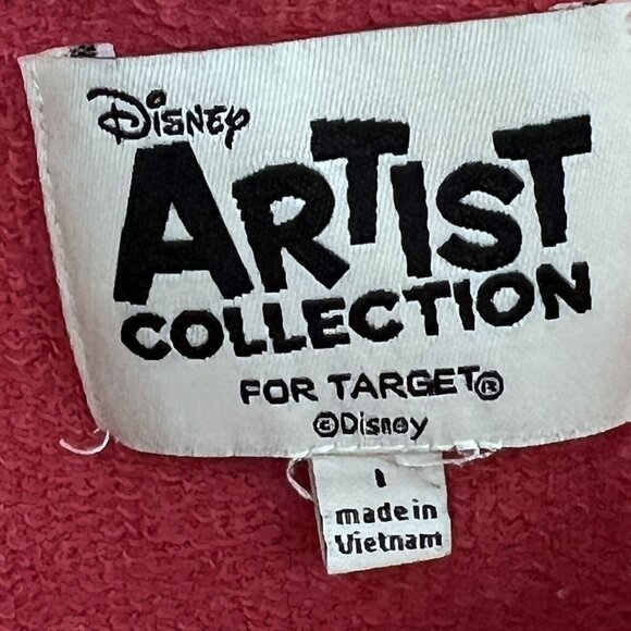 Disney Artist Collection Mickey Cropped Sweatshirt Lg Pink Double sided Sketch - Picture 3 of 9
